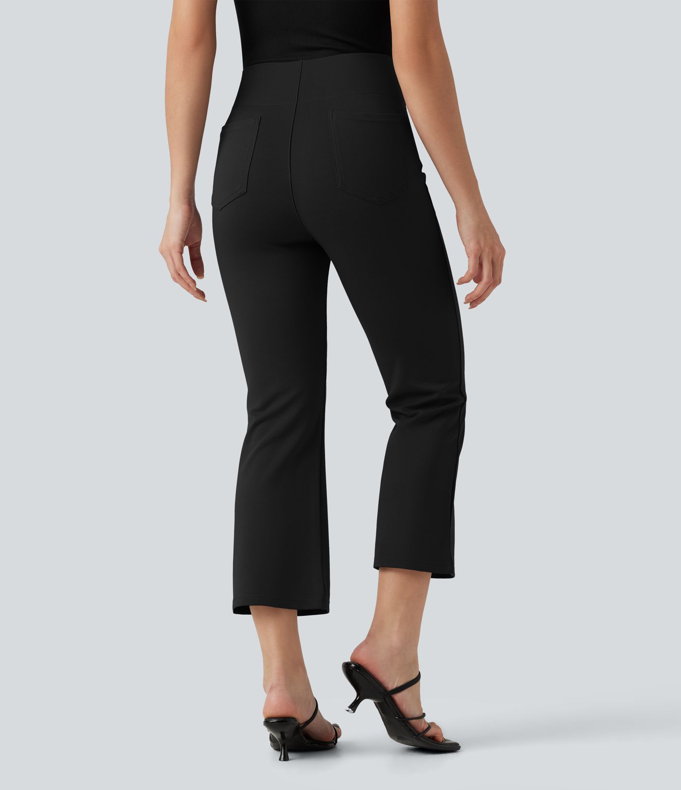 Halara Flex™ High-waisted Cropped Work Flare Pants with Pockets Halara Flex™ High-waisted Cropped Work Flare Pants with Pockets