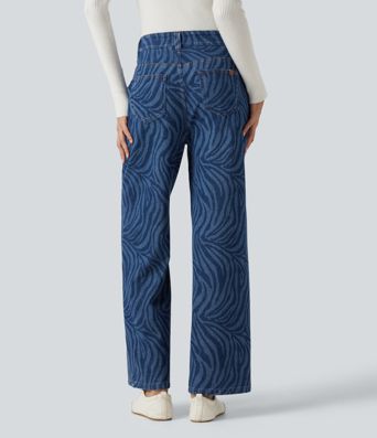 Halara Flex™ Mid Rise Casual Straight Leg Jeans with Pockets Halara Flex™ Mid Rise Casual Straight Leg Jeans with Pockets