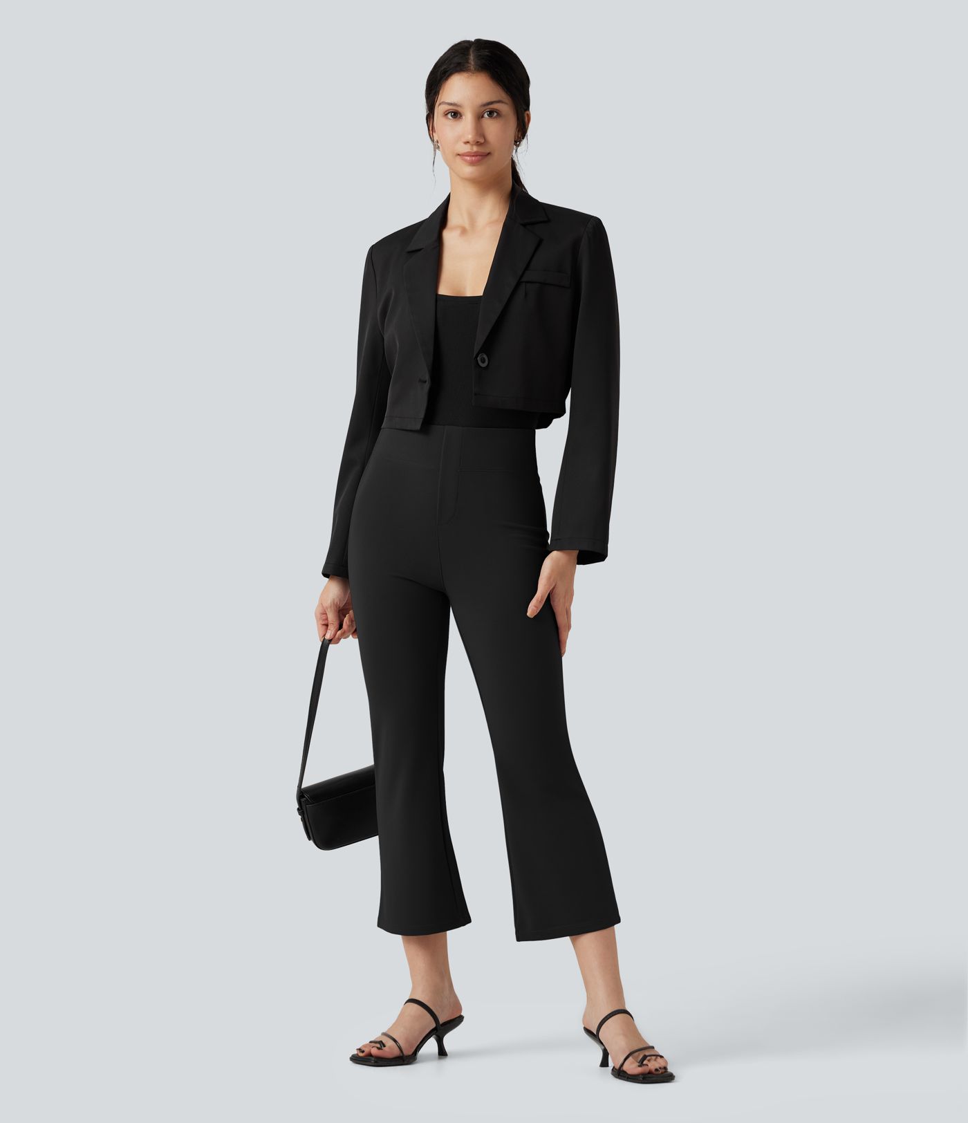 Halara Flex™ High-waisted Cropped Work Flare Pants with Pockets Halara Flex™ High-waisted Cropped Work Flare Pants with Pockets