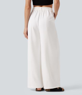 High Waisted Wide Leg Work Pants with Pockets