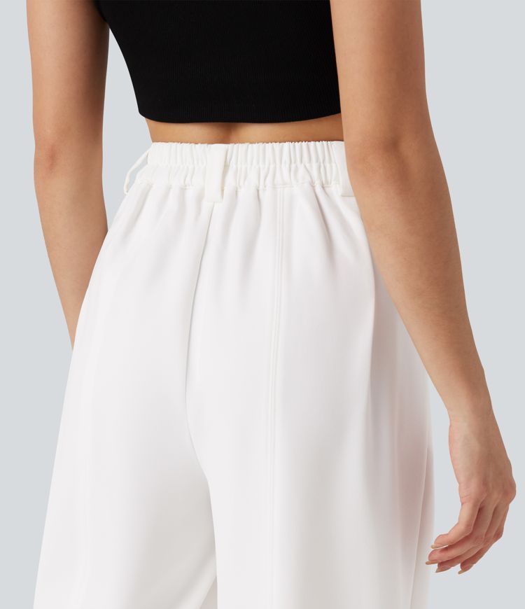 High Waisted Wide Leg Work Pants with Pockets