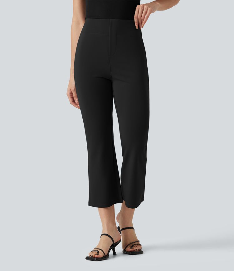 Halara Flex™ High-waisted Cropped Work Flare Pants with Pockets Halara Flex™ High-waisted Cropped Work Flare Pants with Pockets