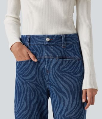 Halara Flex™ Mid Rise Casual Straight Leg Jeans with Pockets Halara Flex™ Mid Rise Casual Straight Leg Jeans with Pockets