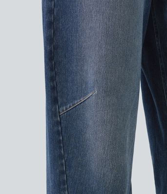 Halara Flex™ High-waisted Casual Barrel Leg Jeans with Pockets Halara Flex™ High-waisted Casual Barrel Leg Jeans with Pockets