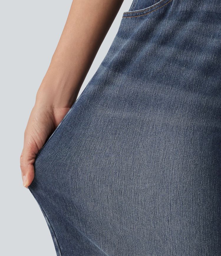 Halara Flex™ High-waisted Casual Barrel Leg Jeans with Pockets Halara Flex™ High-waisted Casual Barrel Leg Jeans with Pockets