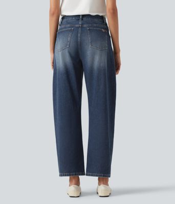 Halara Flex™ High-waisted Casual Barrel Leg Jeans with Pockets Halara Flex™ High-waisted Casual Barrel Leg Jeans with Pockets