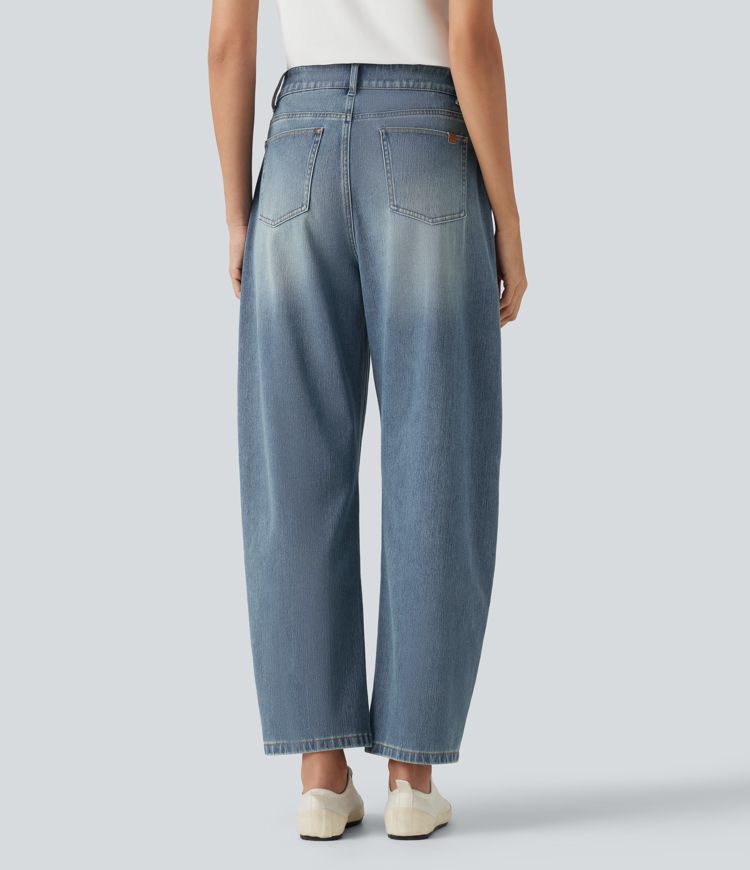Halara Flex™ jeans casual de talle alto con pernera tipo barrel y bolsillos