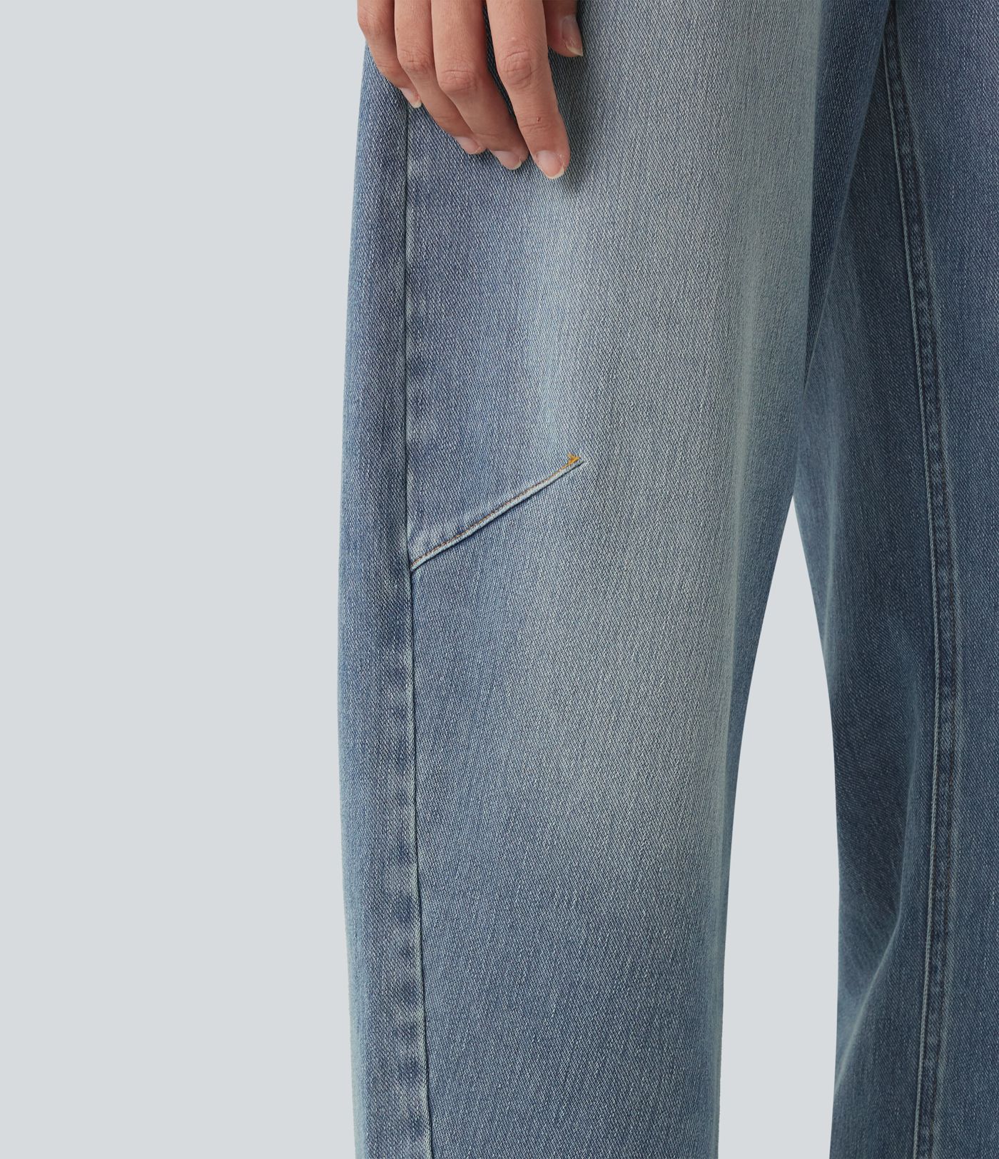 Halara Flex™ jeans casual de talle alto con pernera tipo barrel y bolsillos
