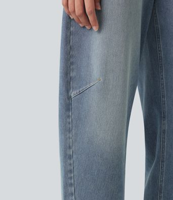 Halara Flex™ jeans casual de talle alto con pernera tipo barrel y bolsillos