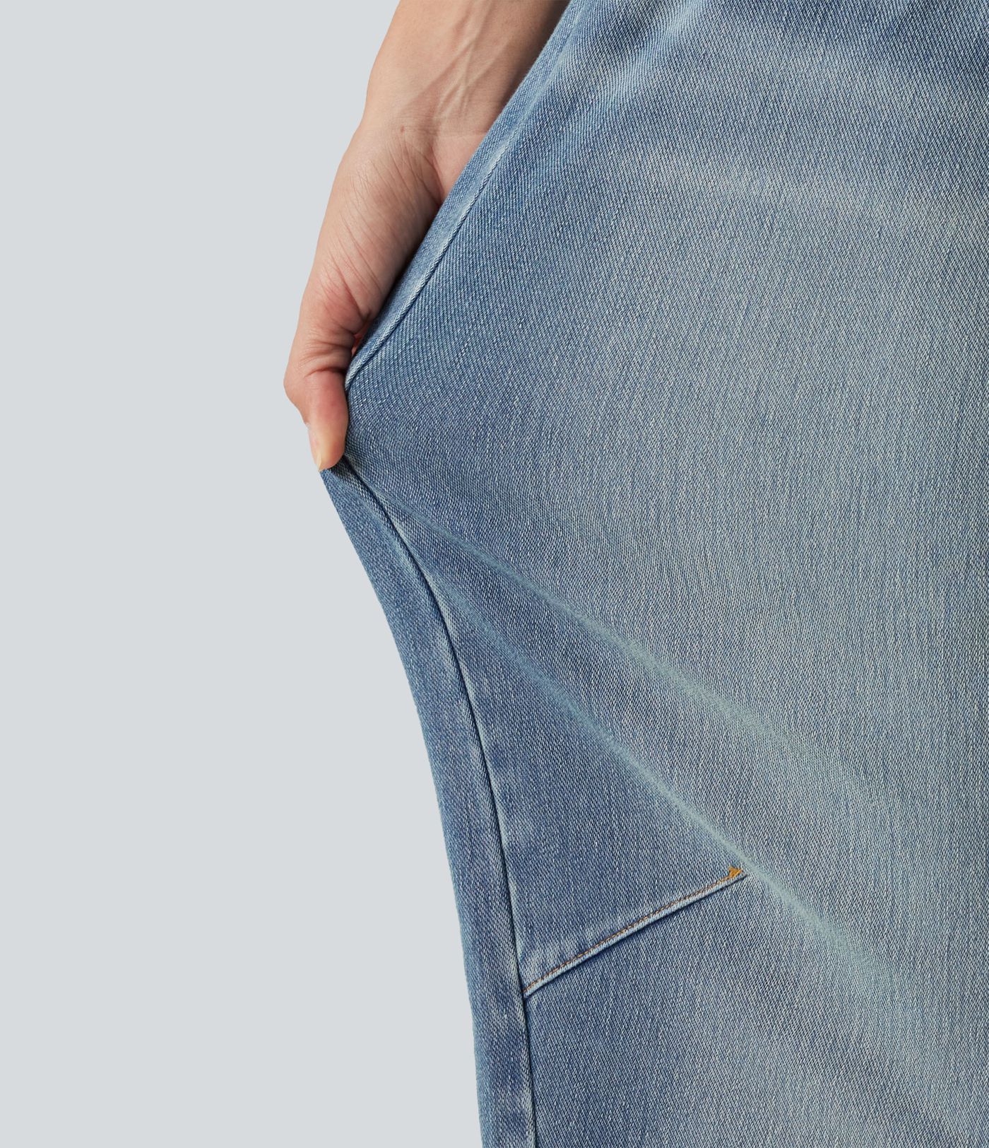 Halara Flex™ jeans casual de talle alto con pernera tipo barrel y bolsillos