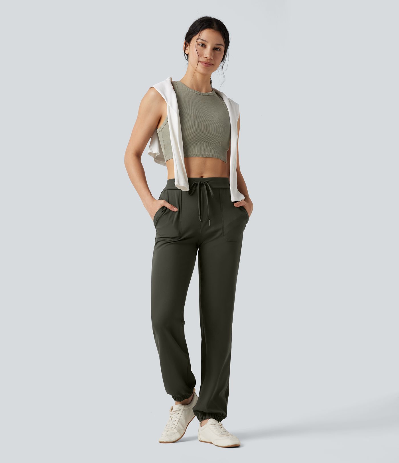 DayStretch Mid Rise Drawstring Casual Joggers with Pockets