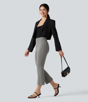 Halara Flex™ High-waisted Cropped Work Flare Pants with Pockets
