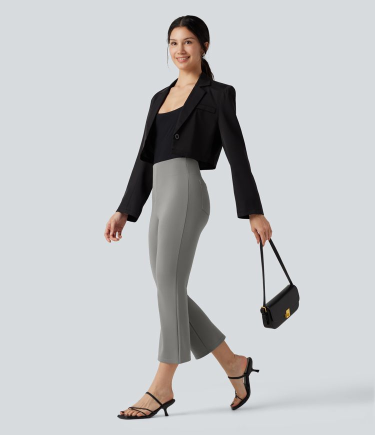 Halara Flex™ High-waisted Cropped Work Flare Pants with Pockets