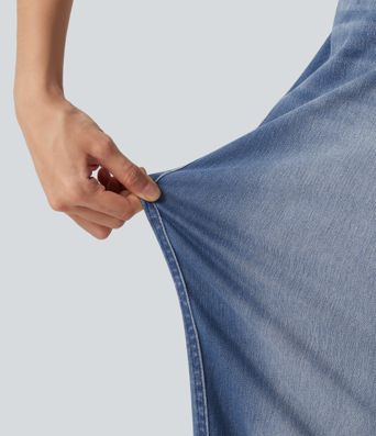 Halara Flex™ Mid Rise Rolled Hem Casual Barrel Leg Jeans with Pockets