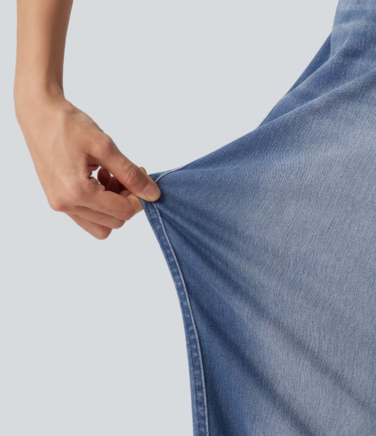 Halara Flex™ Mid Rise Rolled Hem Casual Barrel Leg Jeans with Pockets