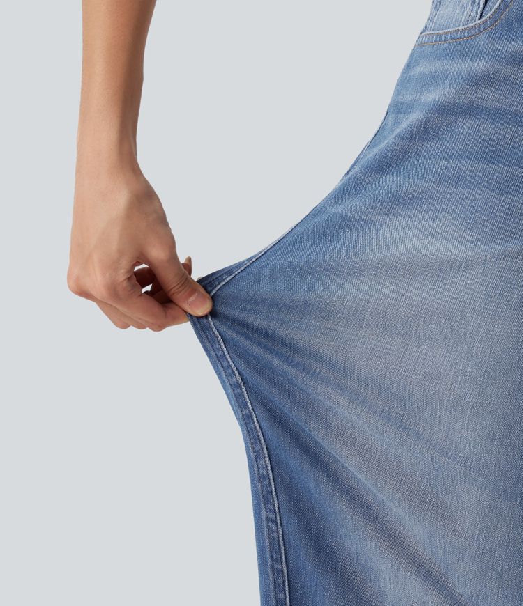 Halara Flex™ Low Rise Rolled Hem Casual Barrel Leg Jeans with Pockets