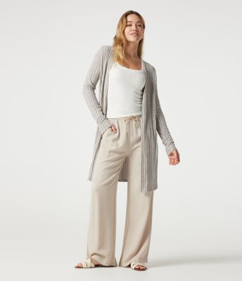 Manteau décontracté côtelé à manches longues avec fentes Manteau décontracté côtelé à manches longues avec fentes
