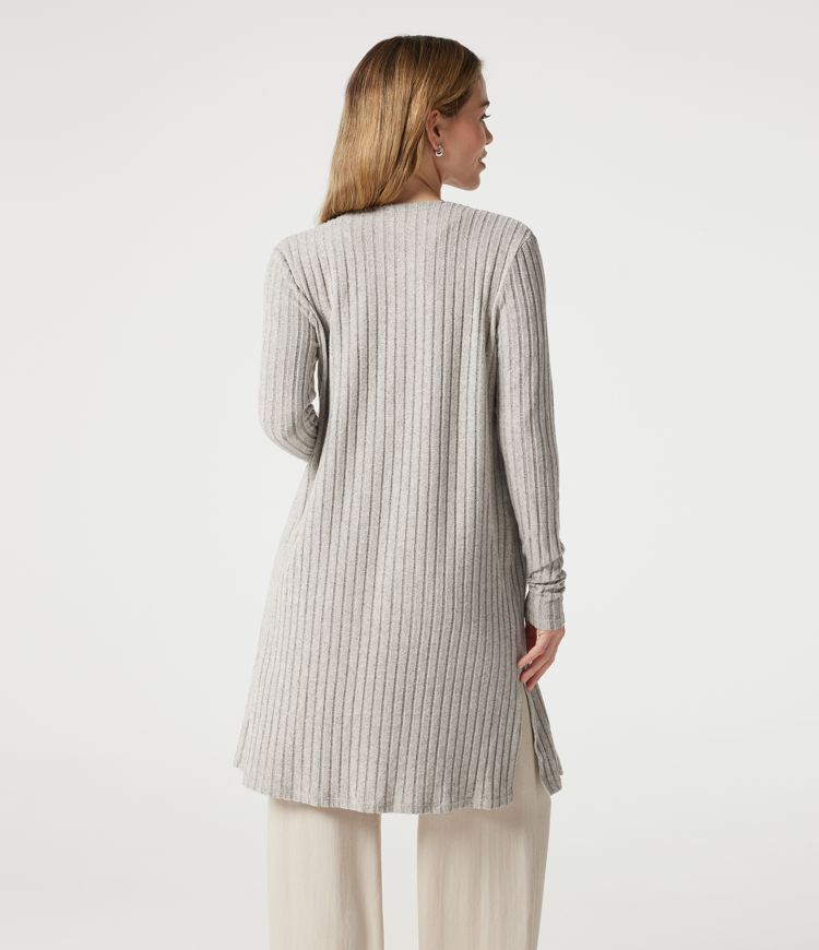 Manteau décontracté côtelé à manches longues avec fentes Manteau décontracté côtelé à manches longues avec fentes