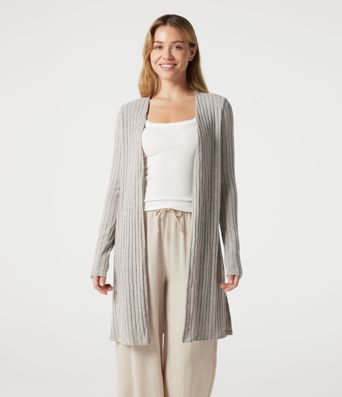 Manteau décontracté côtelé à manches longues avec fentes Manteau décontracté côtelé à manches longues avec fentes