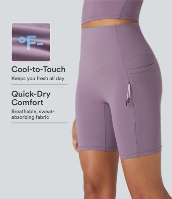 Halara UltraSculpt™ Cool Quick Dry High Waisted Tummy Control Hiking Biker Shorts 7'' with Pockets-UPF 50+ Halara UltraSculpt™ Cool Quick Dry High Waisted Tummy Control Hiking Biker Shorts 7'' with Pockets-UPF 50+