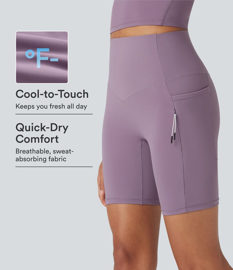 Halara UltraSculpt™ Cool Quick Dry High Waisted Tummy Control Hiking Biker Shorts 7'' with Pockets-UPF 50+ Halara UltraSculpt™ Cool Quick Dry High Waisted Tummy Control Hiking Biker Shorts 7'' with Pockets-UPF 50+