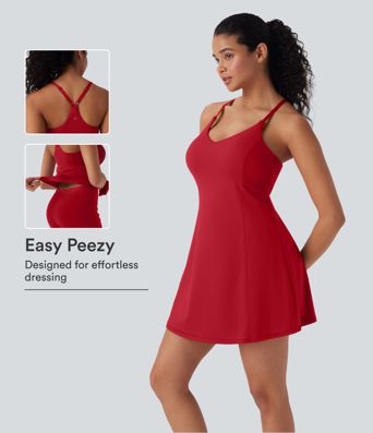 SoftlyZero™ mini vestido activo 2 en 1 de toque fresco para baile con bolsillos - Edición Easy Peezy, copas D-F
