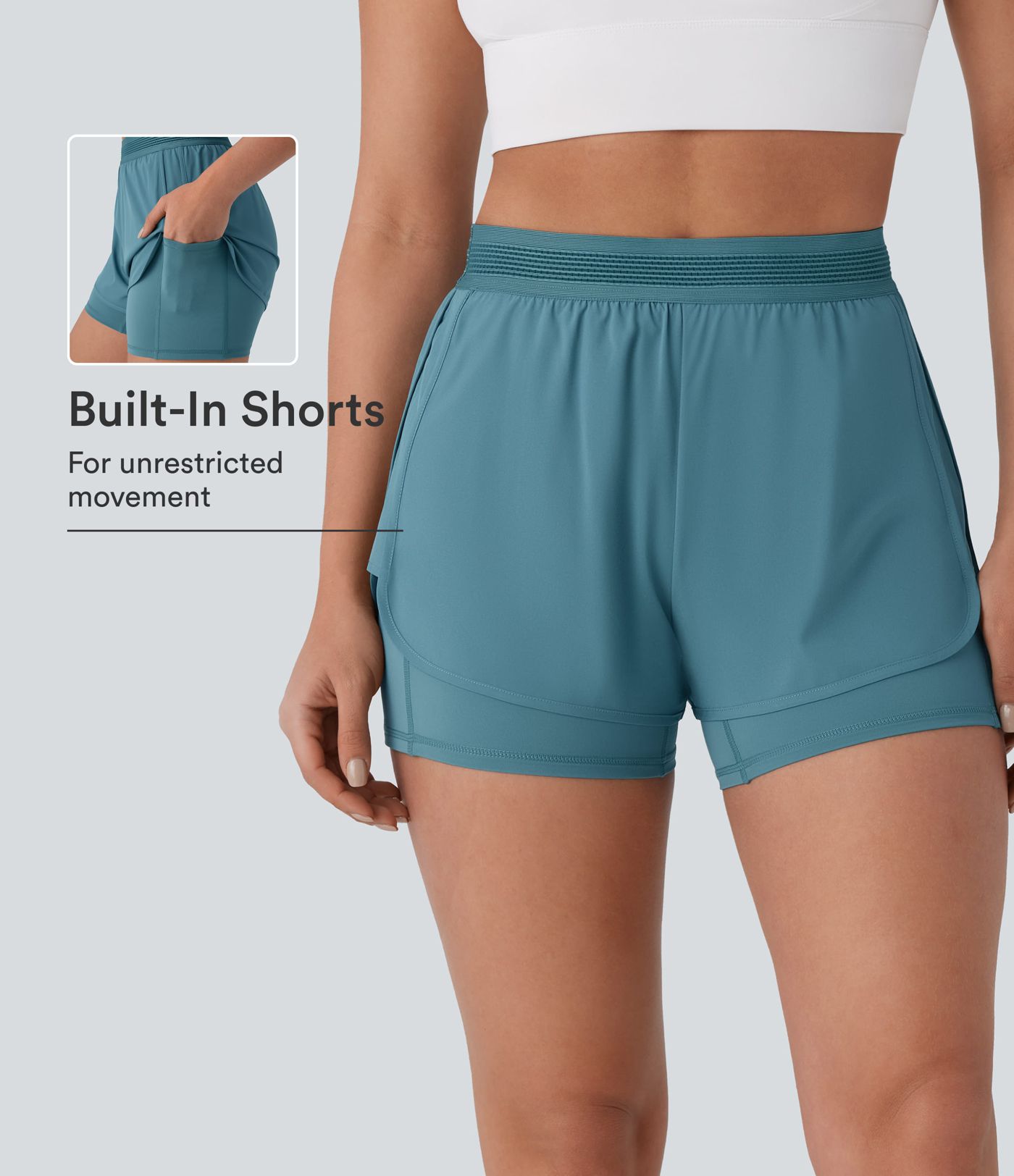 Breezeful™ Mid Rise 2-in-1 Taschen Schnelltrocknende Laufshorts Breezeful™ Mid Rise 2-in-1 Taschen Schnelltrocknende Laufshorts