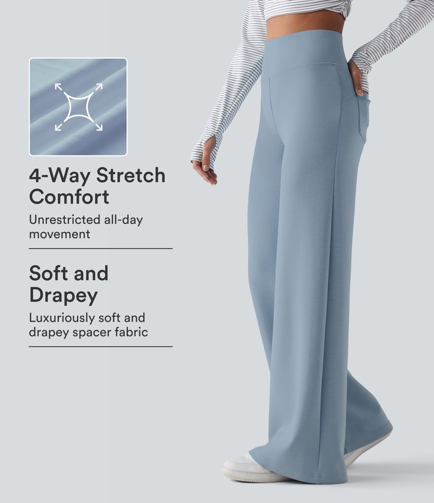 Hoch geschnittene, lässige Baggy-Hose mit Taschen Hoch geschnittene, lässige Baggy-Hose mit Taschen