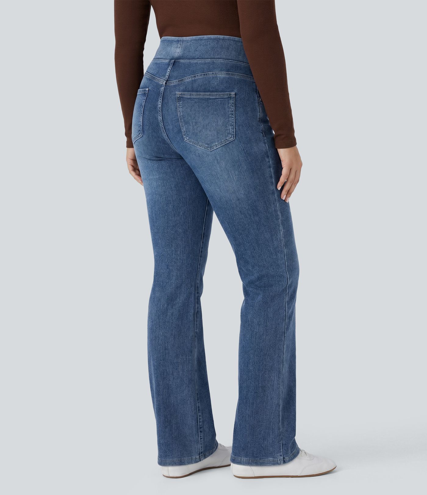 Halara Flex™ High Waisted Pockets Washed Casual Bootcut Plus Size Jeans Halara Flex™ High Waisted Pockets Washed Casual Bootcut Plus Size Jeans