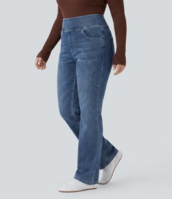 Halara Flex™ High Waisted Pockets Washed Casual Bootcut Plus Size Jeans Halara Flex™ High Waisted Pockets Washed Casual Bootcut Plus Size Jeans