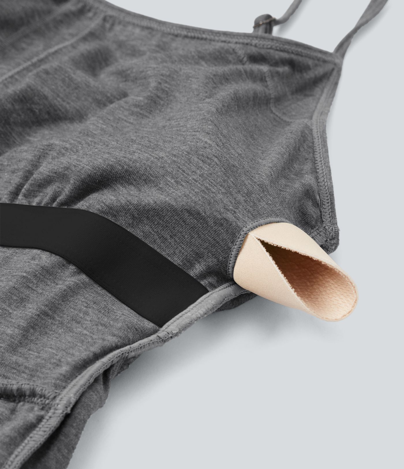 Integrierter BH, geraffter 2-in-1-Jumpsuit in meliertem Farbton mit Taschen – Easy Peezy Edition Integrierter BH, geraffter 2-in-1-Jumpsuit in meliertem Farbton mit Taschen – Easy Peezy Edition