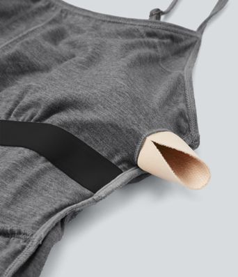 Integrierter BH, geraffter 2-in-1-Jumpsuit in meliertem Farbton mit Taschen – Easy Peezy Edition Integrierter BH, geraffter 2-in-1-Jumpsuit in meliertem Farbton mit Taschen – Easy Peezy Edition