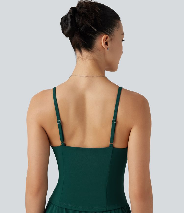 Wrap Split Hem Built-in Bra Casual Slip Baggy Jumpsuit with Pockets-Easy Peezy