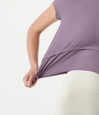 Halara UltraSculpt™ Cool Quick Dry Round Neck Short Sleeve High Low Loose Fit Running Sports Top-UPF 50+