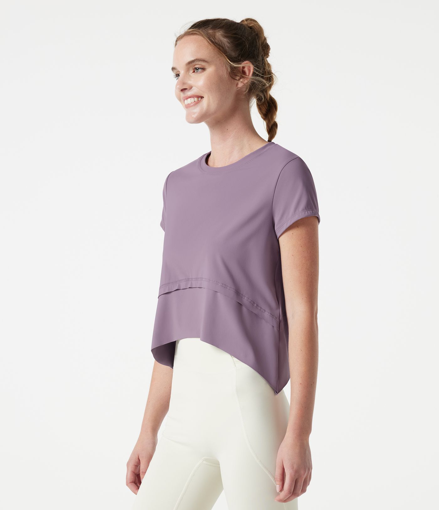 Halara UltraSculpt™ Cool Quick Dry Round Neck Short Sleeve High Low Loose Fit Running Sports Top-UPF 50+