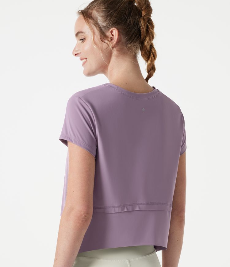Halara UltraSculpt™ Cool Quick Dry Round Neck Short Sleeve High Low Loose Fit Running Sports Top-UPF 50+