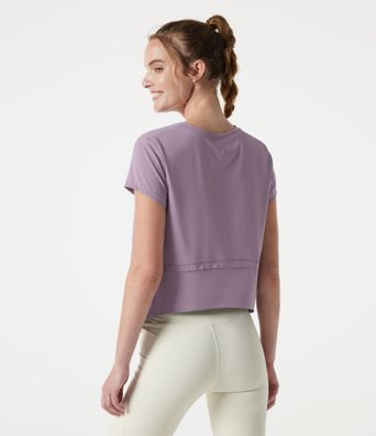Halara UltraSculpt™ Cool Quick Dry Round Neck Short Sleeve High Low Loose Fit Running Sports Top-UPF 50+