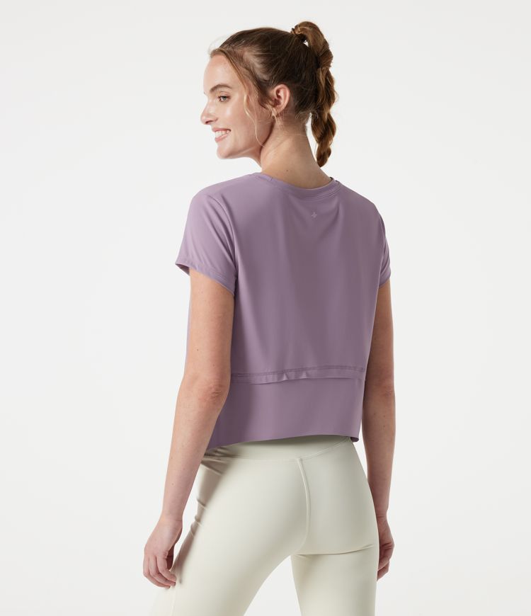 Halara UltraSculpt™ Cool Quick Dry Round Neck Short Sleeve High Low Loose Fit Running Sports Top-UPF 50+
