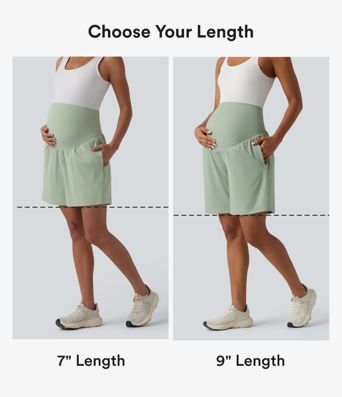 Softlyzero™ Airy Super High Waisted 2-in-1 Cool Touch Yoga Maternity Shorts 9'' with Pockets Softlyzero™ Airy Super High Waisted 2-in-1 Cool Touch Yoga Maternity Shorts 9'' with Pockets