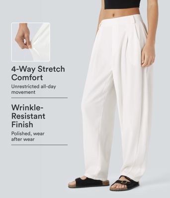 Mid Rise Pocket Barrel Leg Work Trousers Mid Rise Pocket Barrel Leg Work Trousers