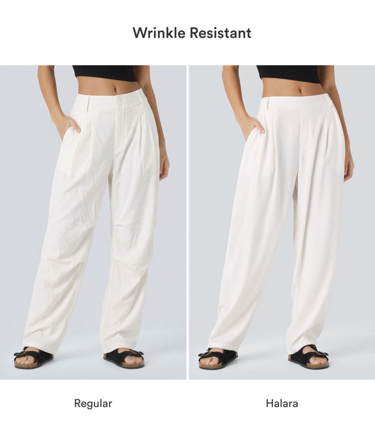 Mid Rise Pocket Barrel Leg Work Trousers Mid Rise Pocket Barrel Leg Work Trousers