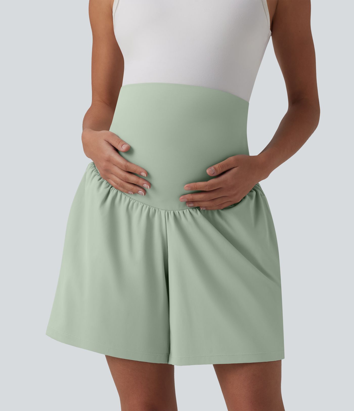 Softlyzero™ Airy Super High Waisted 2-in-1 Cool Touch Yoga Maternity Shorts 7'' with Pockets