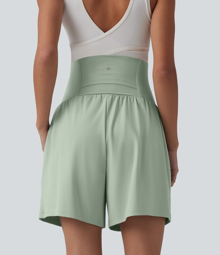Softlyzero™ Airy Super High Waisted 2-in-1 Cool Touch Yoga Maternity Shorts 7'' with Pockets