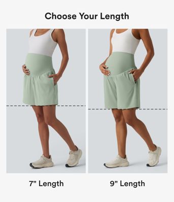 Softlyzero™ Airy Super High Waisted 2-in-1 Cool Touch Yoga Maternity Shorts 7'' with Pockets