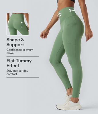 Halara UltraSculpt™ High Waisted Tummy Control Yoga 7/8 Leggings with Pockets