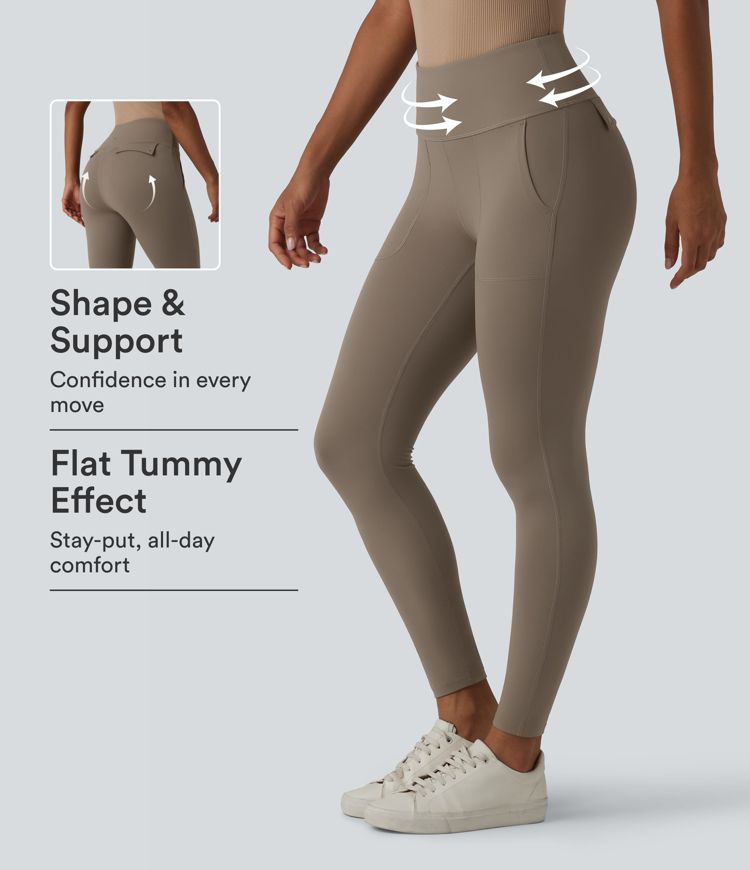 Halara UltraSculpt™ Leggings 7/8 décontractés, taille haute et gainants pour le ventre, avec poches Halara UltraSculpt™ Leggings 7/8 décontractés, taille haute et gainants pour le ventre, avec poches