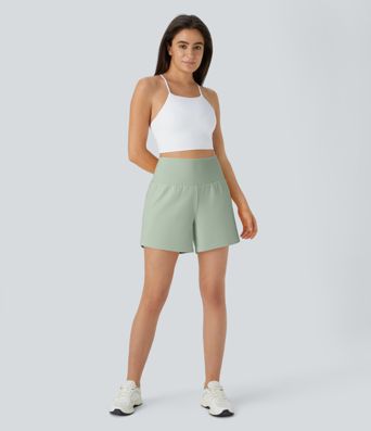 SoftlyZero™ Airy Super High Waisted 2-in-1  Cool Touch Yoga Shorts 5'' with Pockets-Longer Length