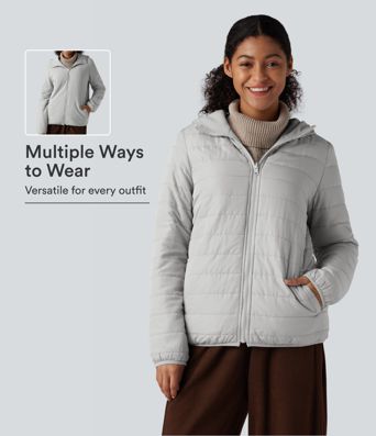 Wendbare Kapuzenjacke aus Fleece mit Reißverschluss, langen Ärmeln, gepolstert und mit Taschen (zwei Looks in einem)
