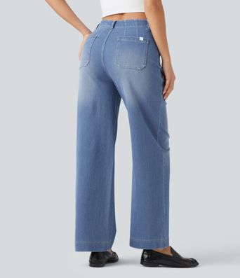 Halara Flex™ High Waisted Straight Leg Casual Jeans with Pockets Halara Flex™ High Waisted Straight Leg Casual Jeans with Pockets