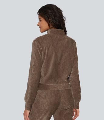 Long Sleeve Velvet Lounge Jacket with Pockets